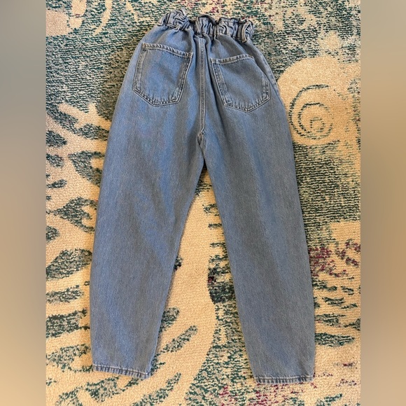 ZARA Paper Bag High-Waisted Barrel Leg Blue Jeans size 0 - Picture 3 of 5